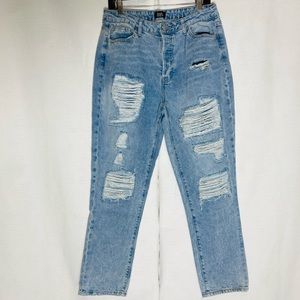 NWOT Simple Society Women's Ripped Jeans Denim Pants Boyfriend Blue Size 7/28